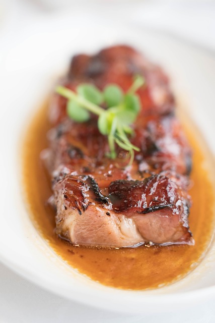 tender pork ribs with barbecue glaze falling off bone