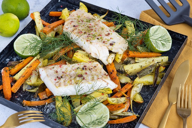 steamed salmon fillet with lemon dill and vegetables healthy meal
